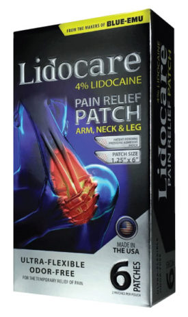 Image of Lidocare Pain Relief Patches for Arm, Neck, and Leg front side of box